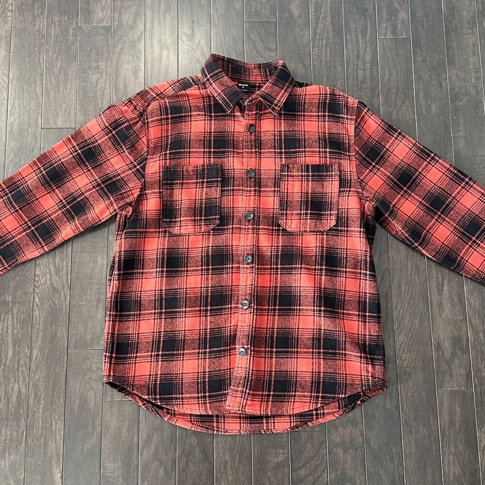 Orange & Black Brahma Medium Flannel Shirt  100% Cotton - Picture 3 of 12
